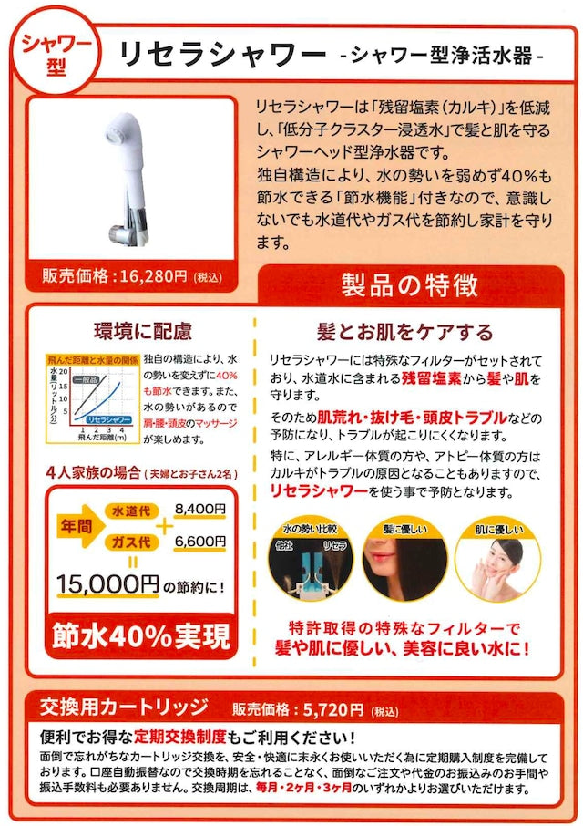 リセラシャワー浄水器 交換カートリッジ