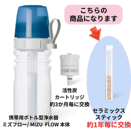 携帯用ボトル型浄水器　ミズフロー／MIZU FLOW　セラミックス交換スティック（約1年毎に交換）
