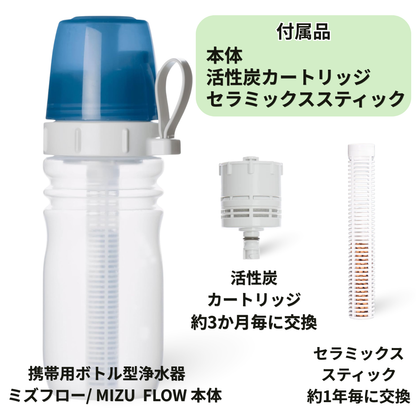 携帯用ボトル型浄水器　ミズフロー／MIZU FLOW　本体（カートリッジ含む）